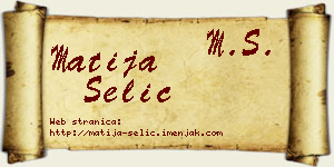 Matija Selić vizit kartica